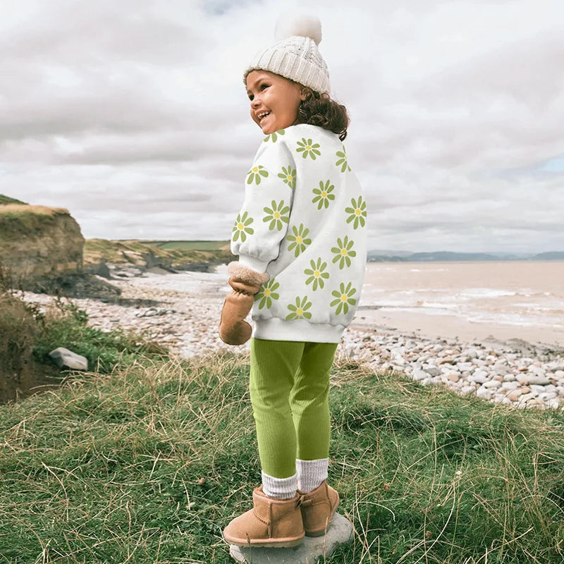 Little Maven Baby Mädchen Sweatshirt + Leggings Set Cartoon Blumen