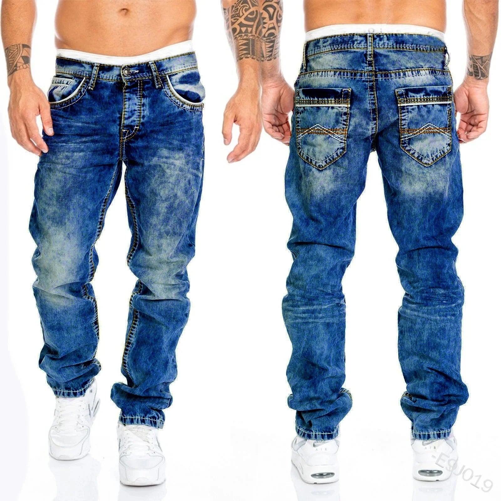 Herren Jeans Straight Stretch Slim Hose