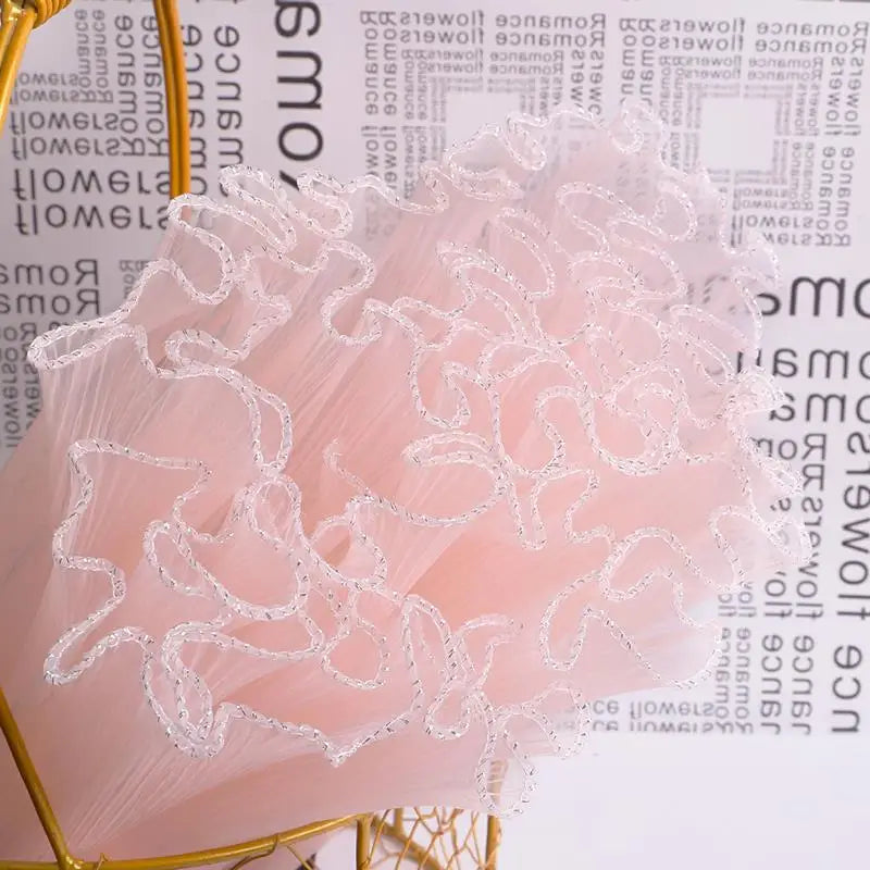 Blumenpapier Perlenwellengarn Blumenverpackung Spitzennetz 28x3,66 cm