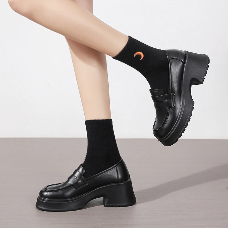 Damen Slip On Plateau Mary Jane Schuhe, japanische Jk-Uniform, Lolita-Schuhe, britischen Stil