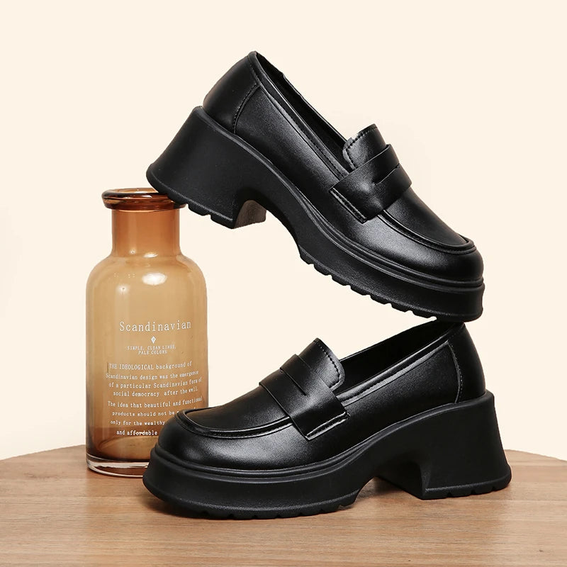 Damen Slip On Plateau Mary Jane Schuhe, japanische Jk-Uniform, Lolita-Schuhe, britischen Stil