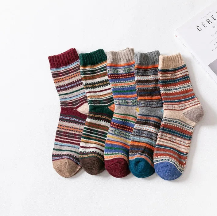5 Paar Retro-Stil Herren Winter Socken dicke warme Komfort Baumwolle
