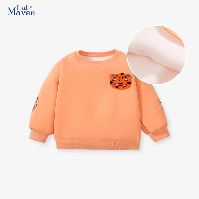 Little Maven Baby Mädchen Sweatshirt warmer Fleece Cartoon Tiger
