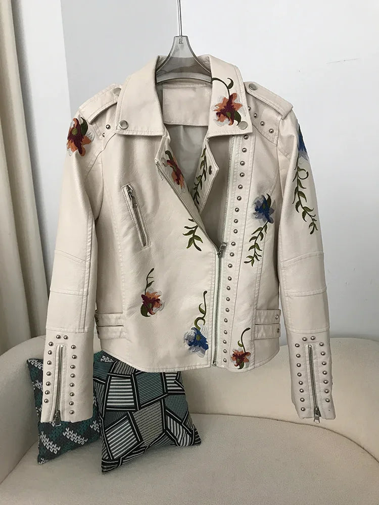 Damen Kunstleder Jacke Biker Streetwear Mode