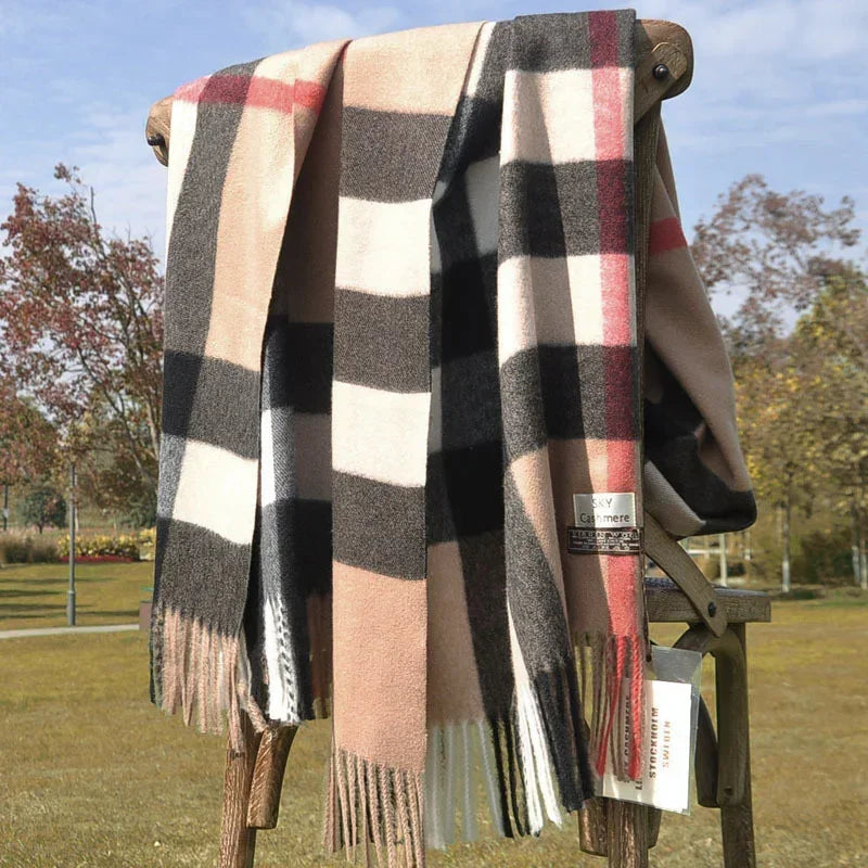Winter Luxury Brand Tippet Scarf for Women Plaid Scarves Warm British Style 190*70cm