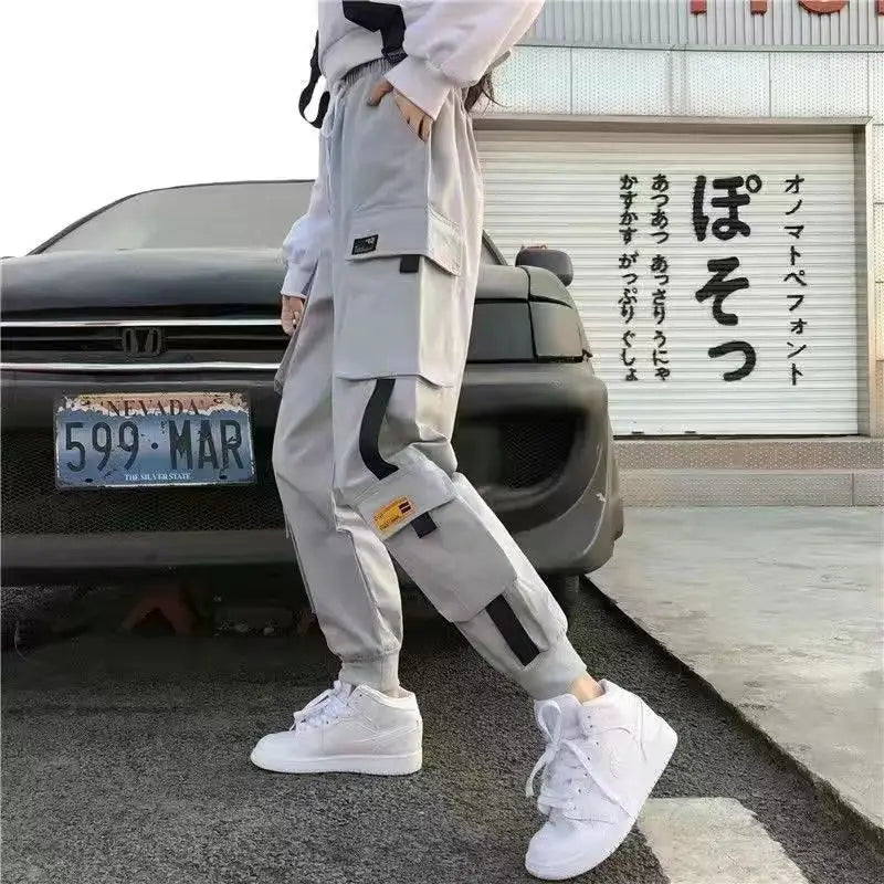 Damen Jogger Cargo Hose Lose Techwear Jogginghose Fashion Punk