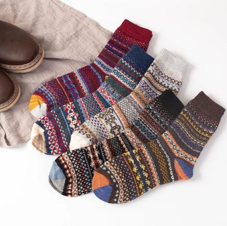 5 Paar Retro-Stil Herren Winter Socken dicke warme Komfort Baumwolle