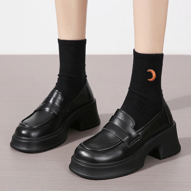 Damen Slip On Plateau Mary Jane Schuhe, japanische Jk-Uniform, Lolita-Schuhe, britischen Stil