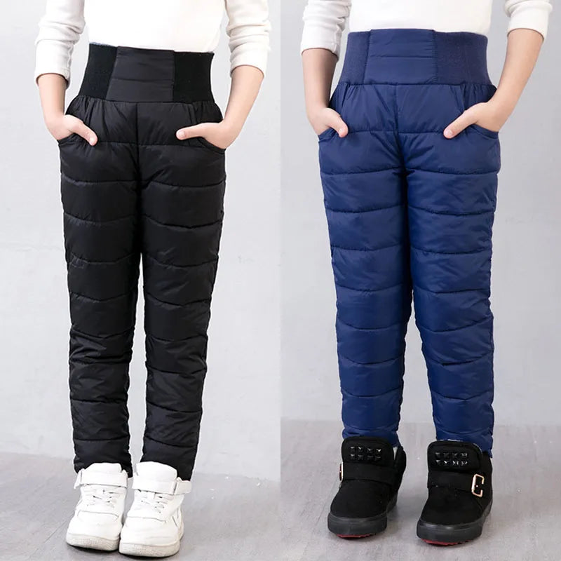 Kinder Unisex dicke warme Hose, mit Baumwolle gefüttert, hohe Taille, wasserabweisend