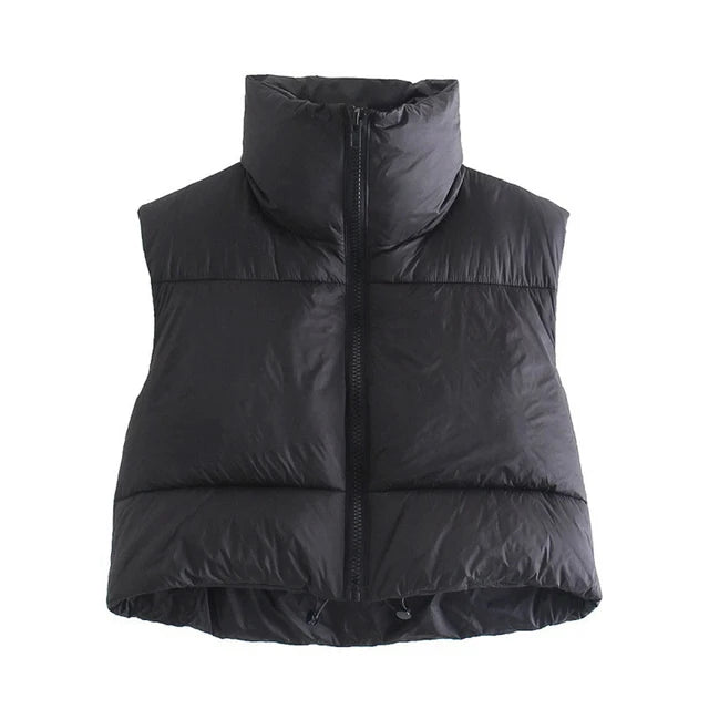 Women's short down jacket with stand-up collar