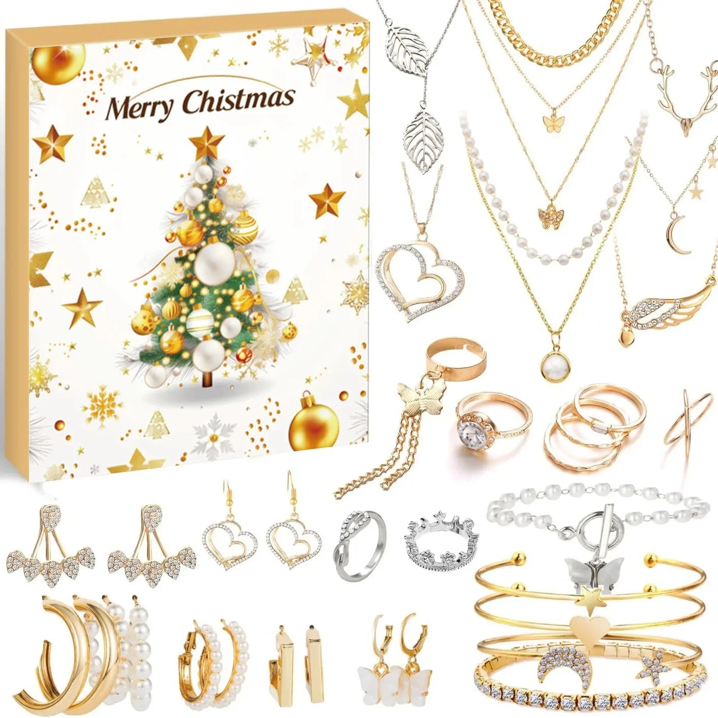 Christmas decorations Advent calendar 24-day countdown to the Christmas calendar Trendy jewelry set