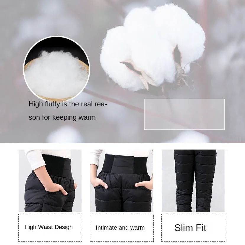 Kinder Unisex dicke warme Hose, mit Baumwolle gefüttert, hohe Taille, wasserabweisend