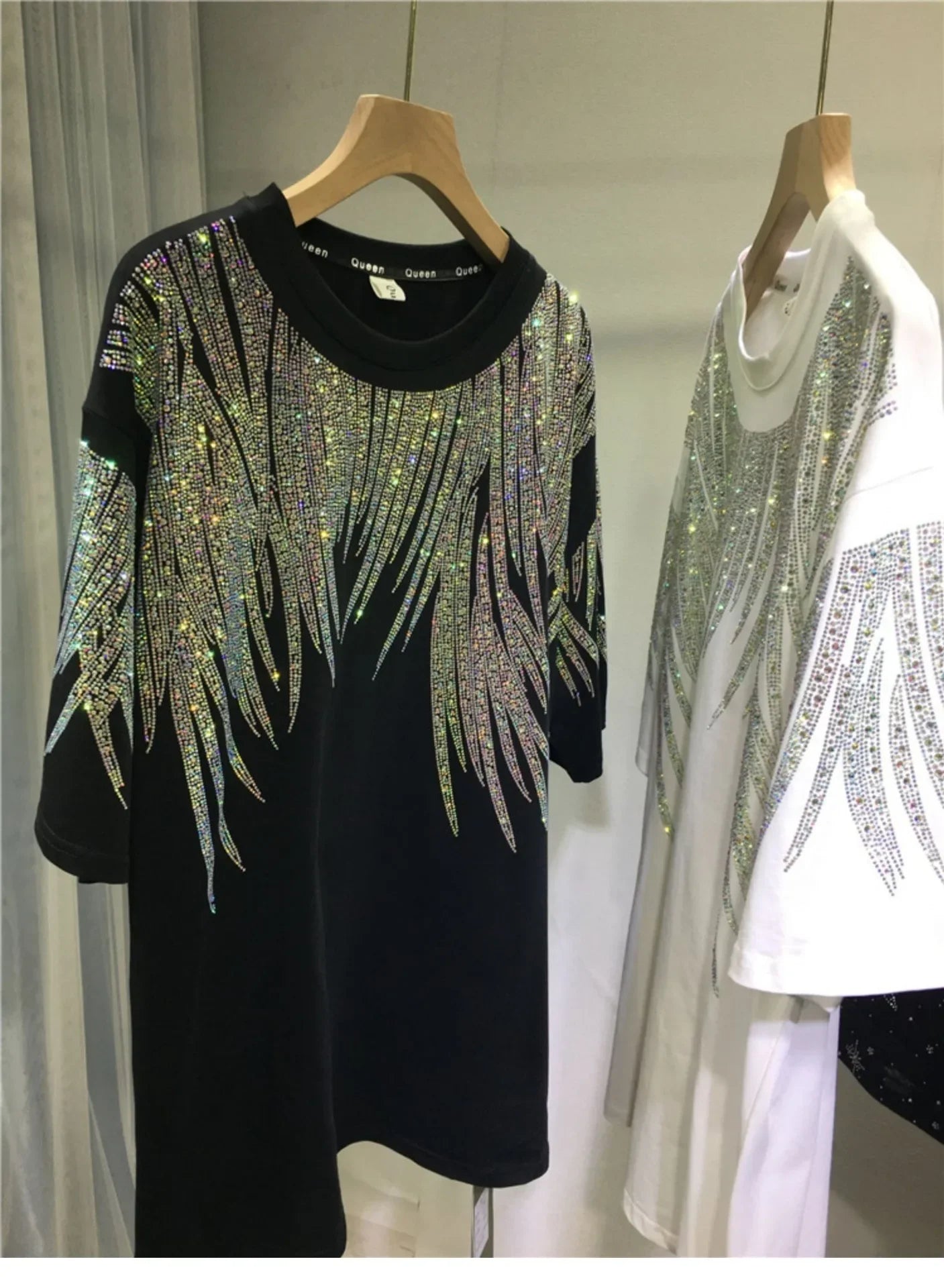 Damen Top T-Shirt mit Pailletten Print Tees, Übergröße