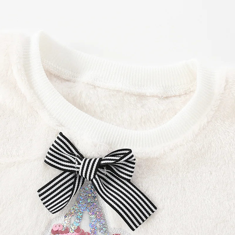 Little Maven Baby Mädchen Fleece Sweatshirt mit Pailletten Schlittschuhe