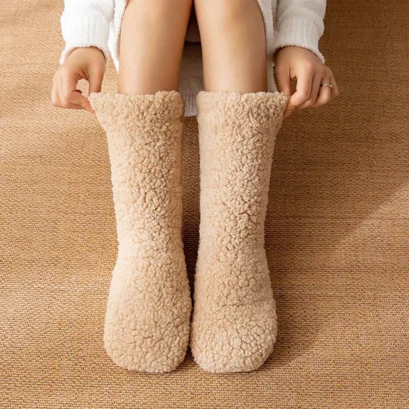 Damen dicke warme Fleece Anti-Rutsch Socken