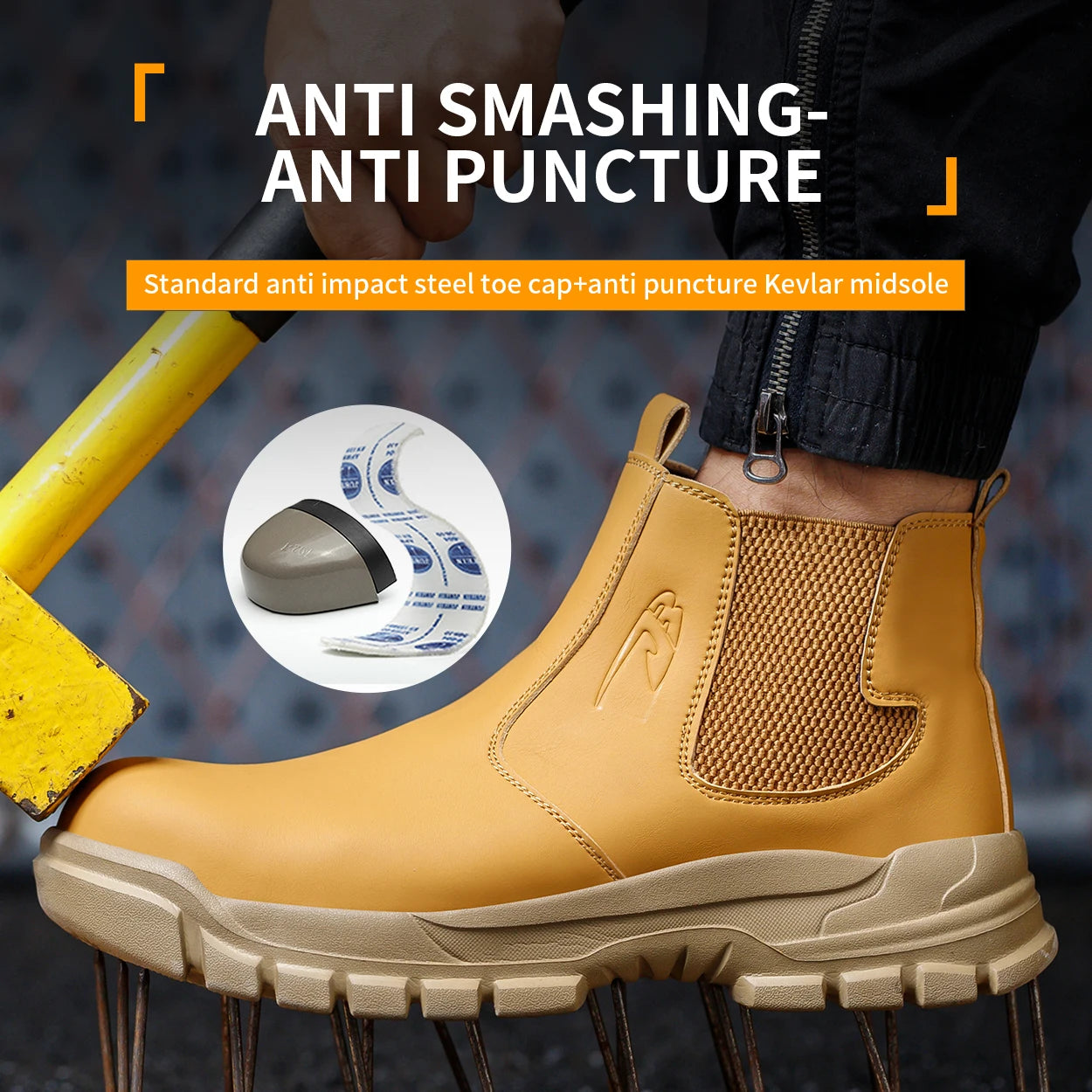 Herren Wasserdichte Sicherheitsarbeitsstiefel Stahlkappe, stoßfest und durchstichfest, für Outdoor-Abenteuer und Wandern