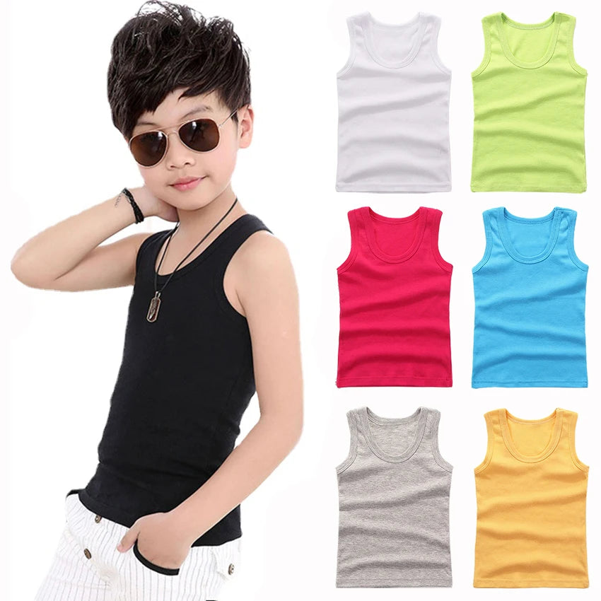 Kinder Unisex Unterhemden Tank Top einfarbig