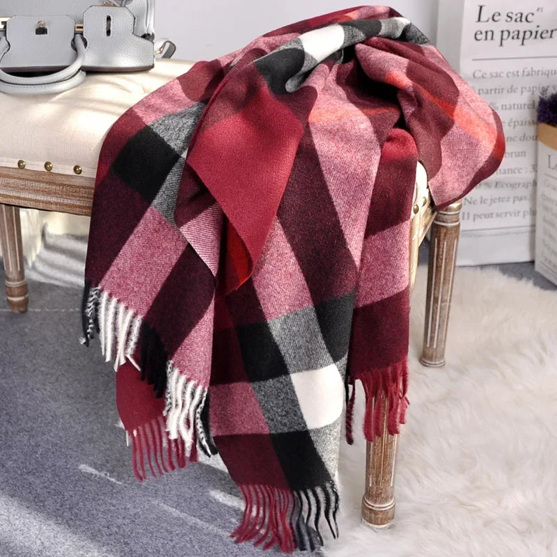 Winter Luxury Brand Tippet Scarf for Women Plaid Scarves Warm British Style 190*70cm