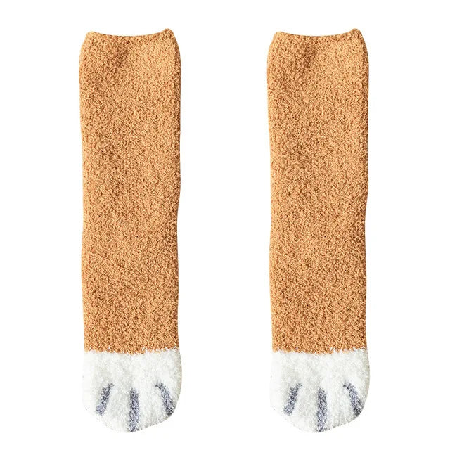Plüsch Damen Socken Winter niedlichen Katzen Pfote Cartoon Baumwolle super weich