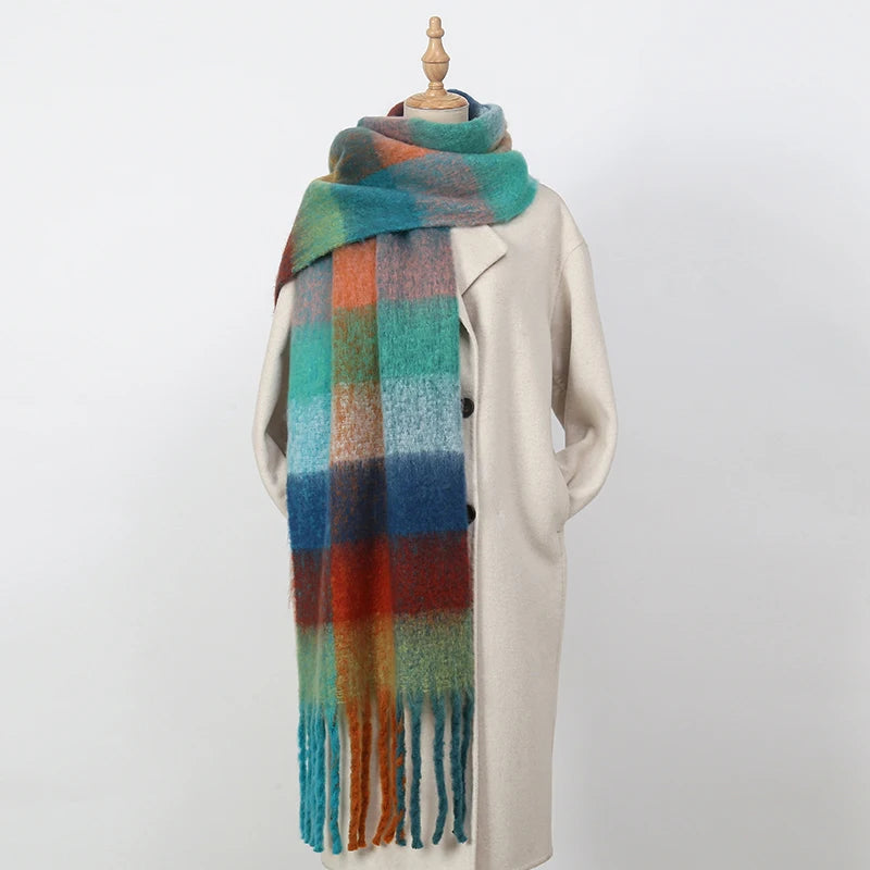 Warm Cashmere Imitation Scarf Long Pashmina Foulard for Women