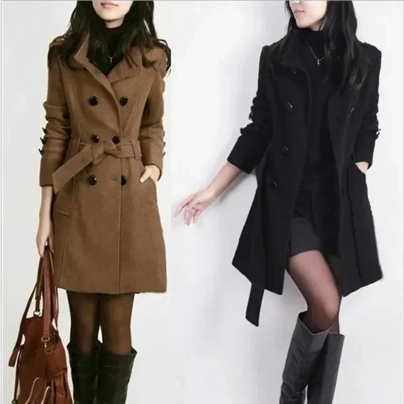 Damen Trenchcoat Wollmantel