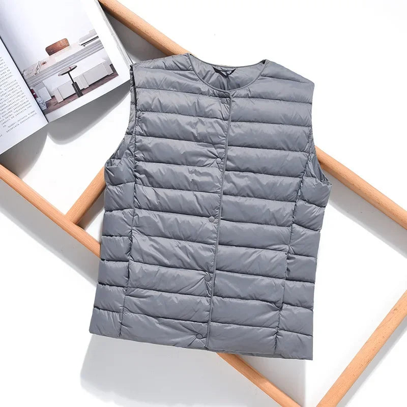 Women's fashionable duck down vest plain