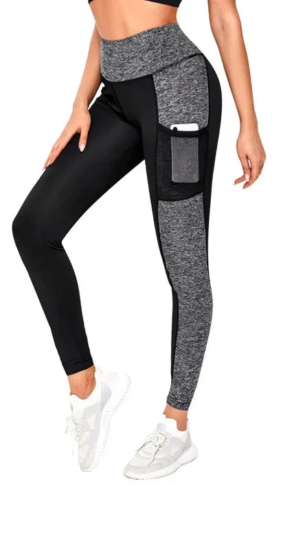 Damen Pocket Yoga Pants Solide Fitness Sport Leggings Hohe Taille Übergröße