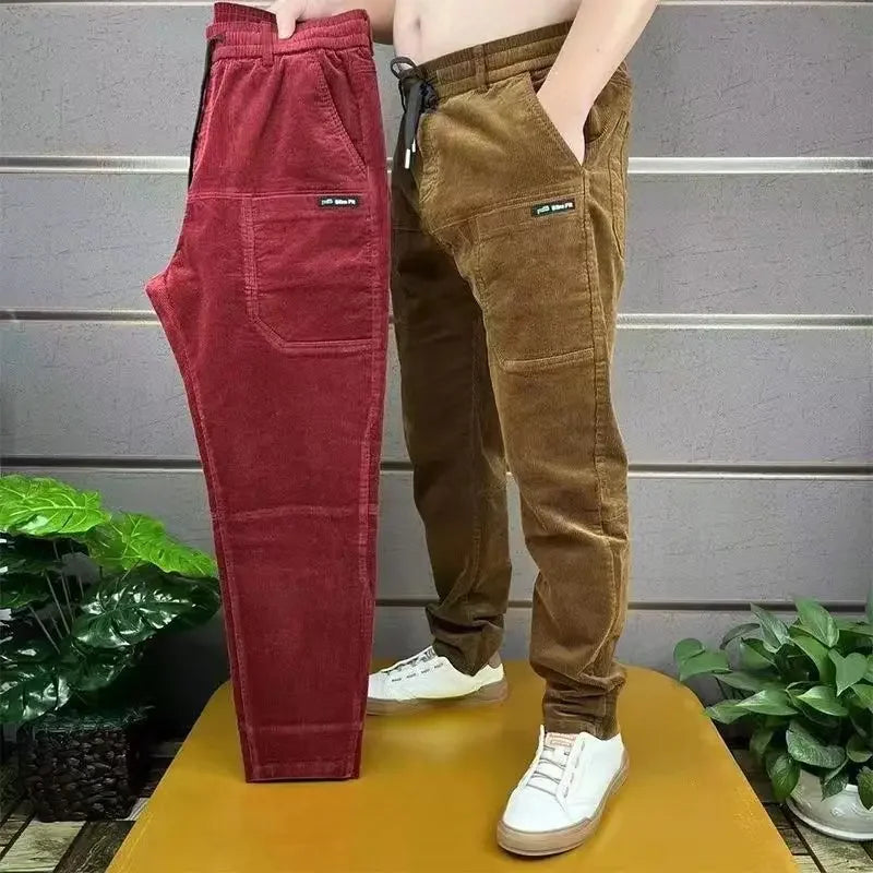 Cord-Cargohose für Herren, einfach, locker, amerikanisch, Retro, lässig, elastisch