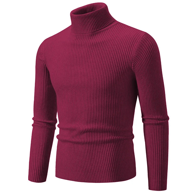 Herren Rollkragenpullover lässiger All-Match Strickpullover