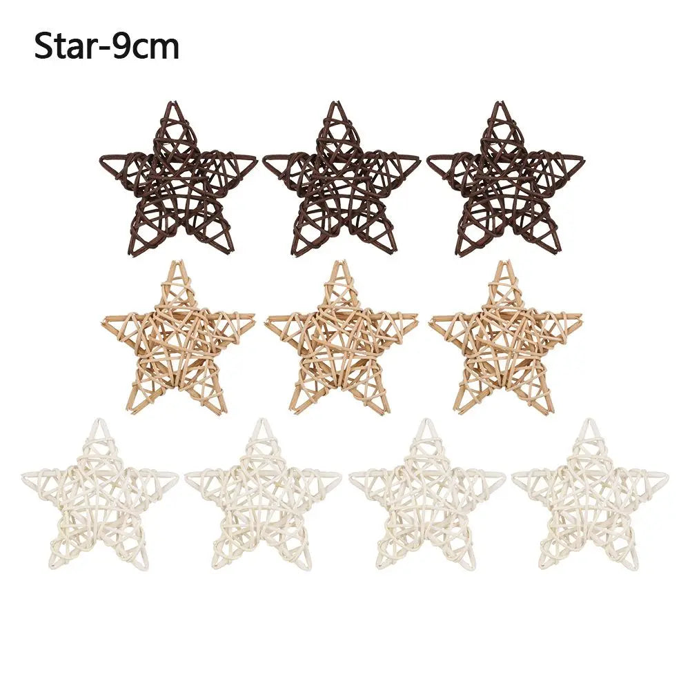 10 Stück Natürliche Rattan Ball Herz Sterne DIY Kranz Zubehör Weihnachten Baum Ornament