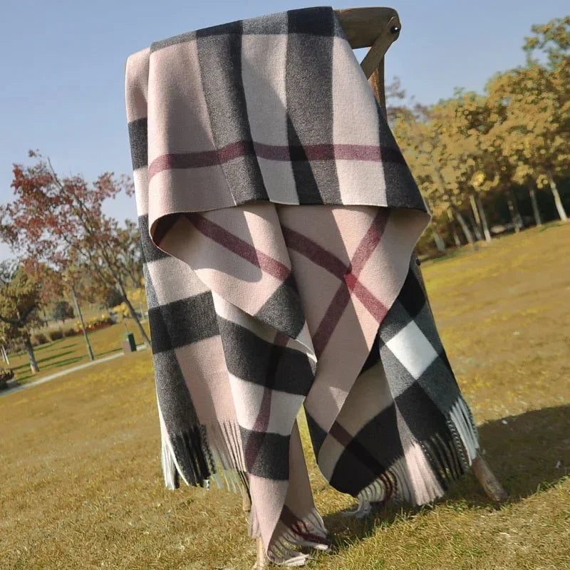 Winter Luxury Brand Tippet Scarf for Women Plaid Scarves Warm British Style 190*70cm