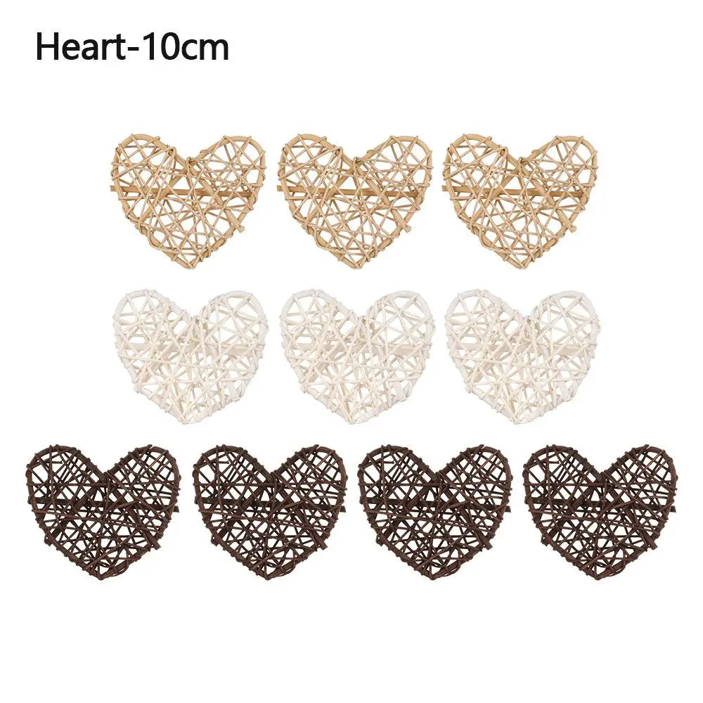 10 Stück Natürliche Rattan Ball Herz Sterne DIY Kranz Zubehör Weihnachten Baum Ornament