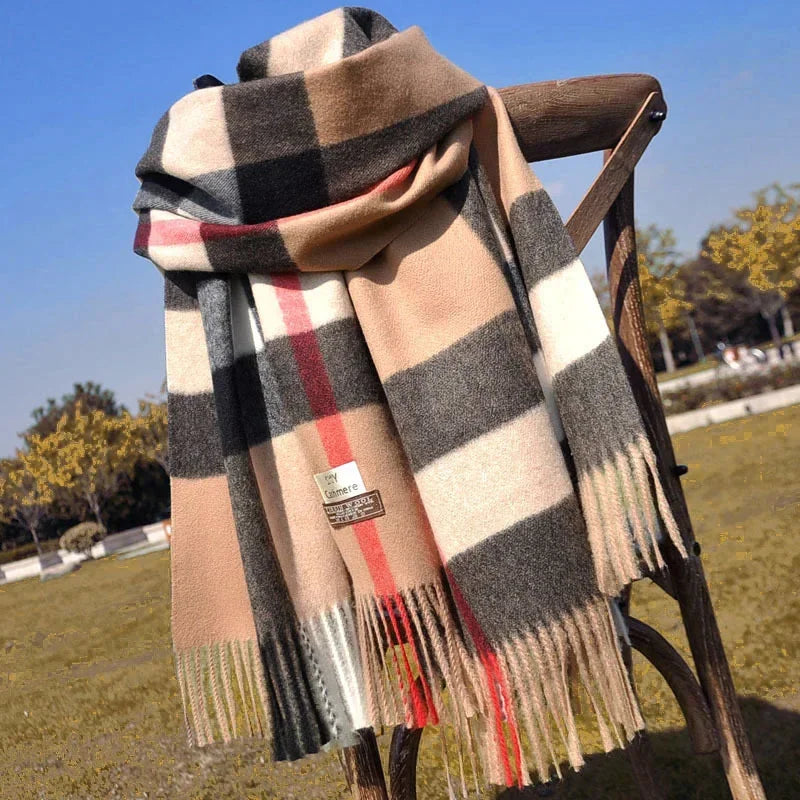 Winter Luxury Brand Tippet Scarf for Women Plaid Scarves Warm British Style 190*70cm