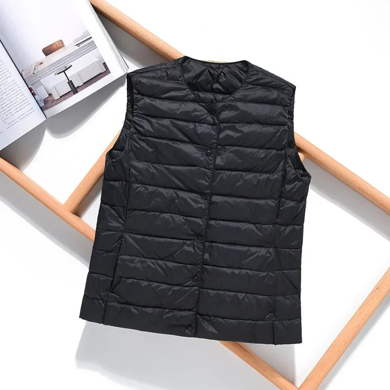 Women's fashionable duck down vest plain