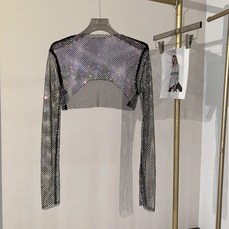 Kurzes Crop Top für Damen Mesh Clubwear-Party-Top