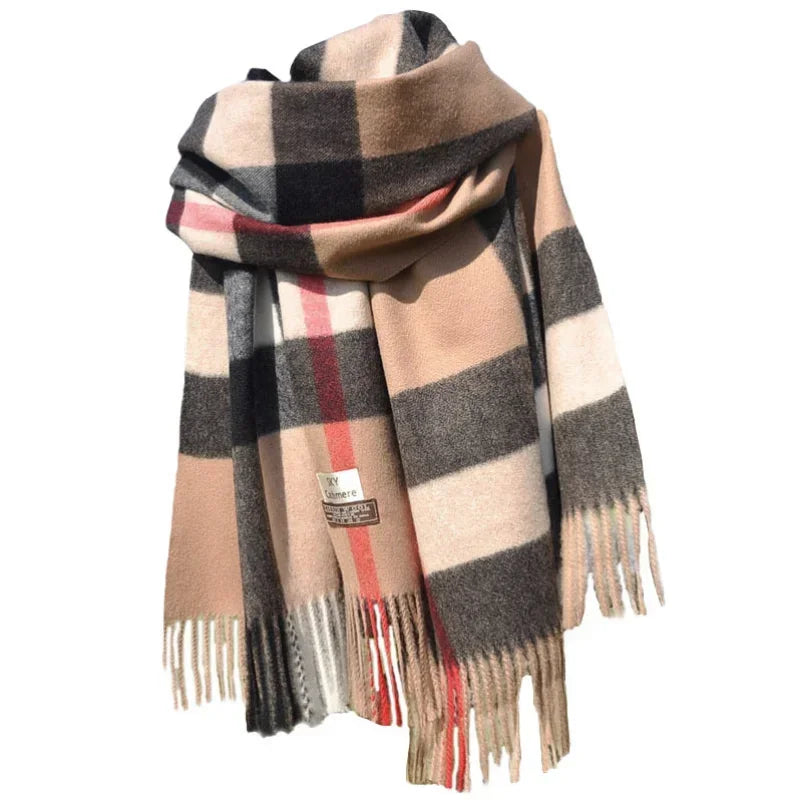 Winter Luxury Brand Tippet Scarf for Women Plaid Scarves Warm British Style 190*70cm