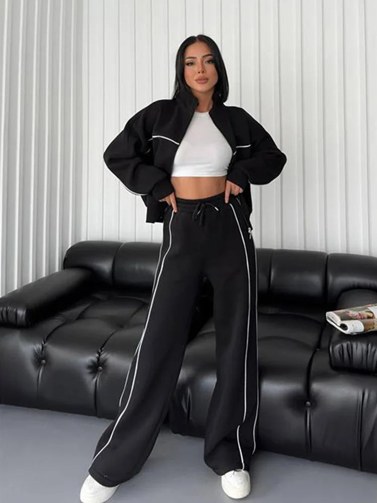 Women's 2 Piece Outfits Lounge Set Oversized Zipper Sweatshirt