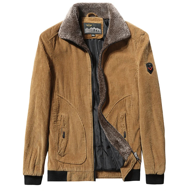 Dicke Herren Cargojacke Cord Fleece Windbreaker Parkas