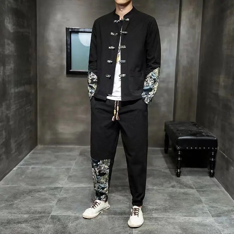 Herren Leinen Baumwolle Anzug Chinesischer Stil