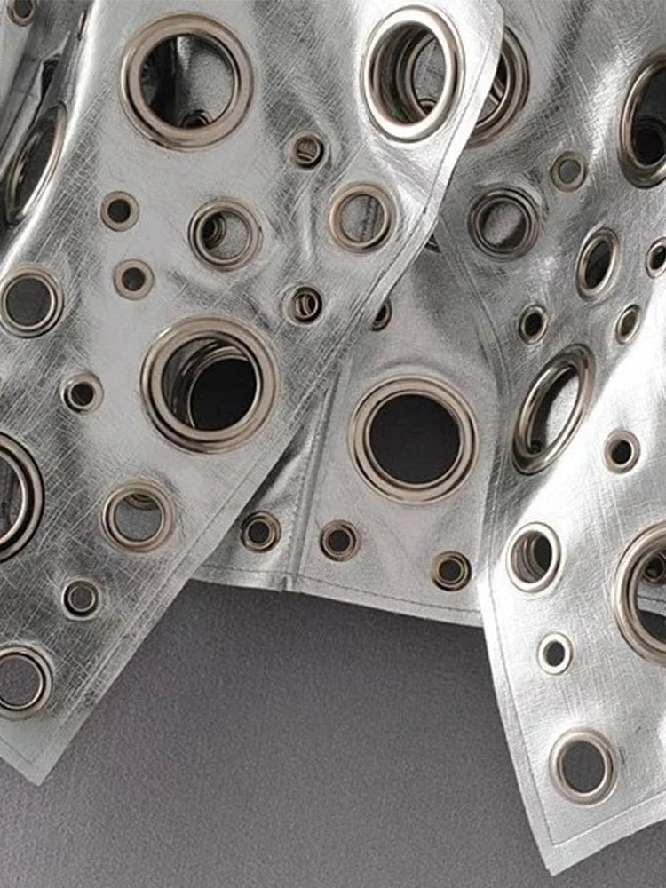 Lautaro Runway Cut Out kurze Kunstlederjacke, Golden Rivet, Coole stylische Designerjacke