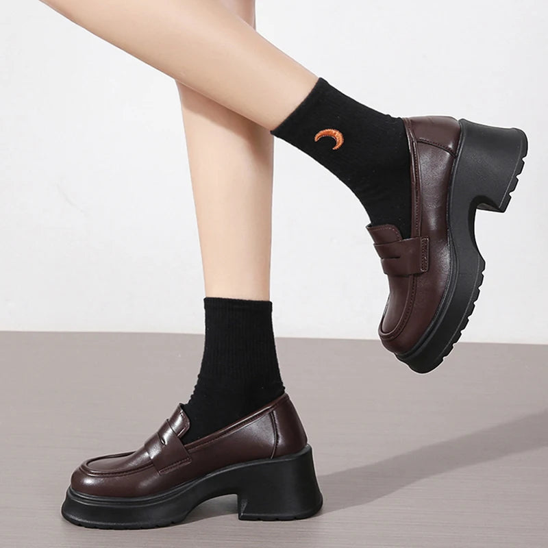 Damen Slip On Plateau Mary Jane Schuhe, japanische Jk-Uniform, Lolita-Schuhe, britischen Stil