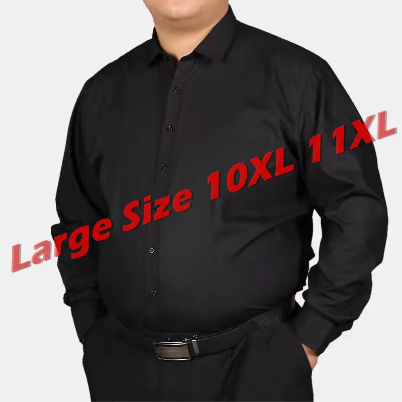 Herren Business Büro Hemd Langarm Einfarbig Übergröße
