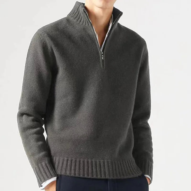 Herren Pullover mit Stehkragen einfarbig