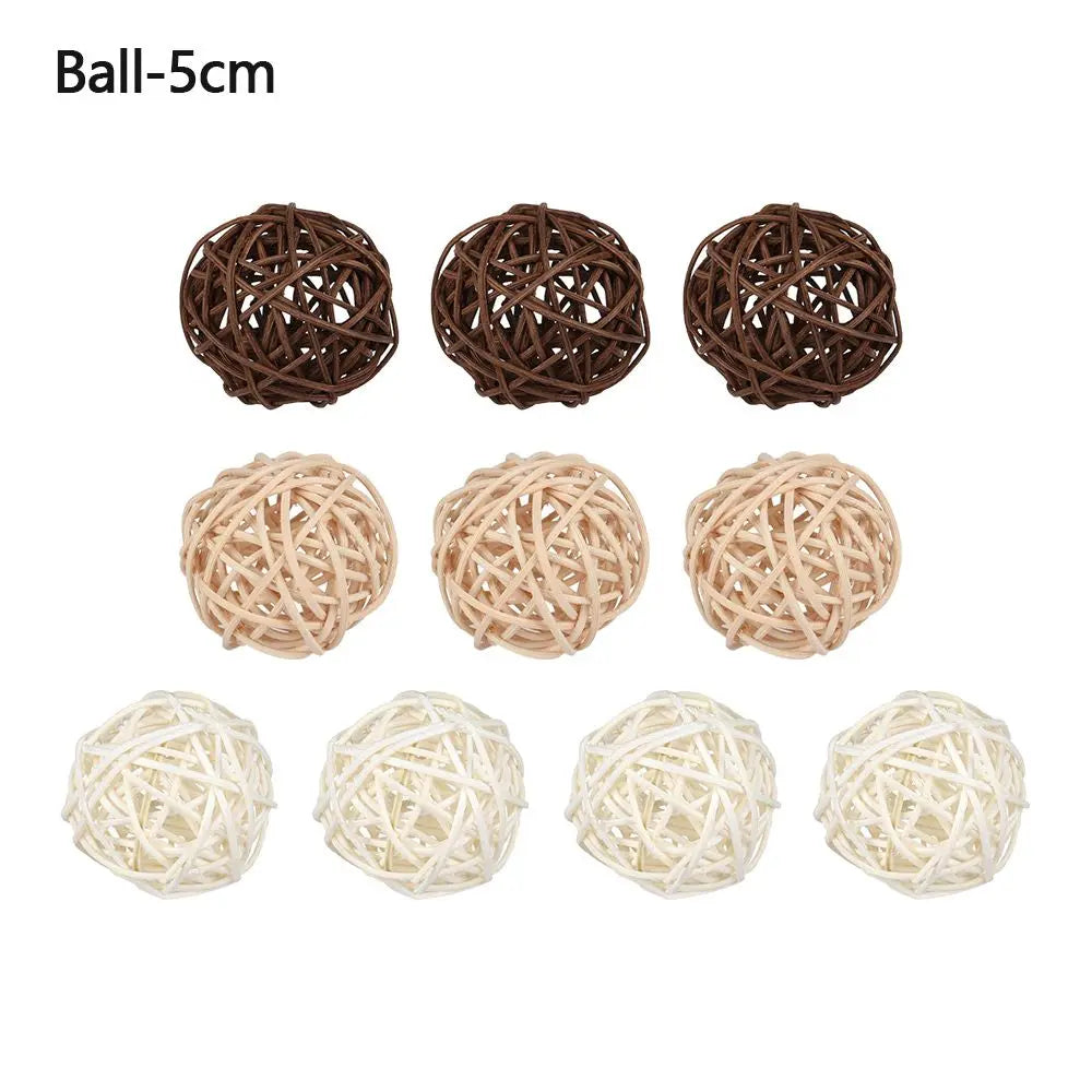 10 Stück Natürliche Rattan Ball Herz Sterne DIY Kranz Zubehör Weihnachten Baum Ornament