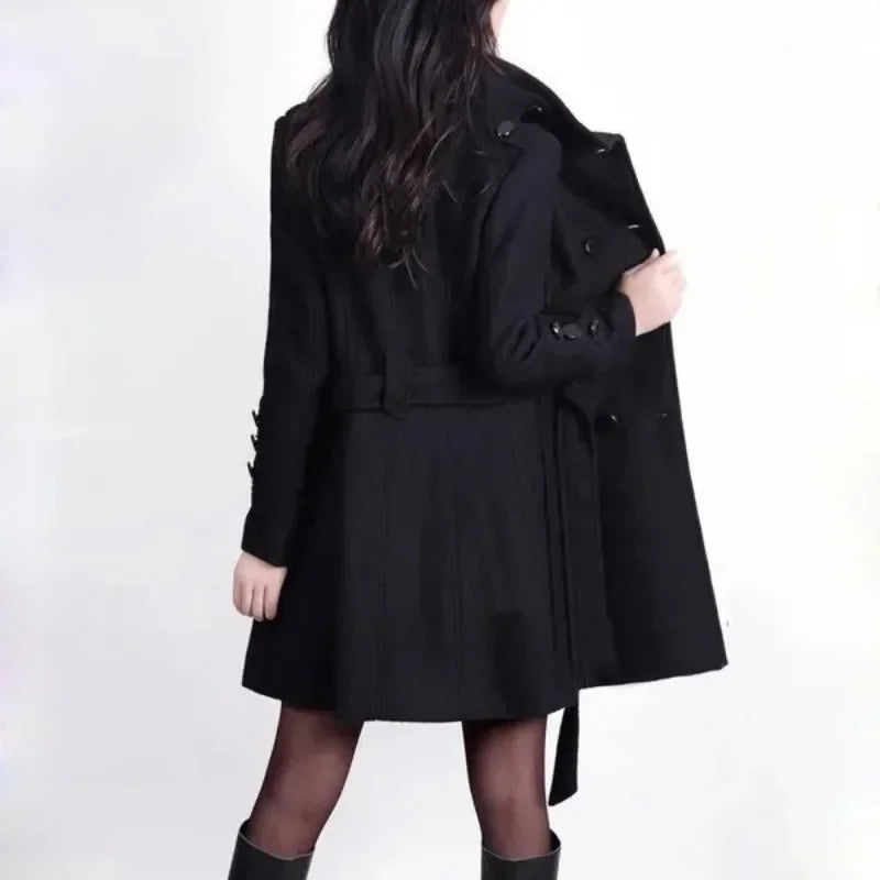 Damen Trenchcoat Wollmantel