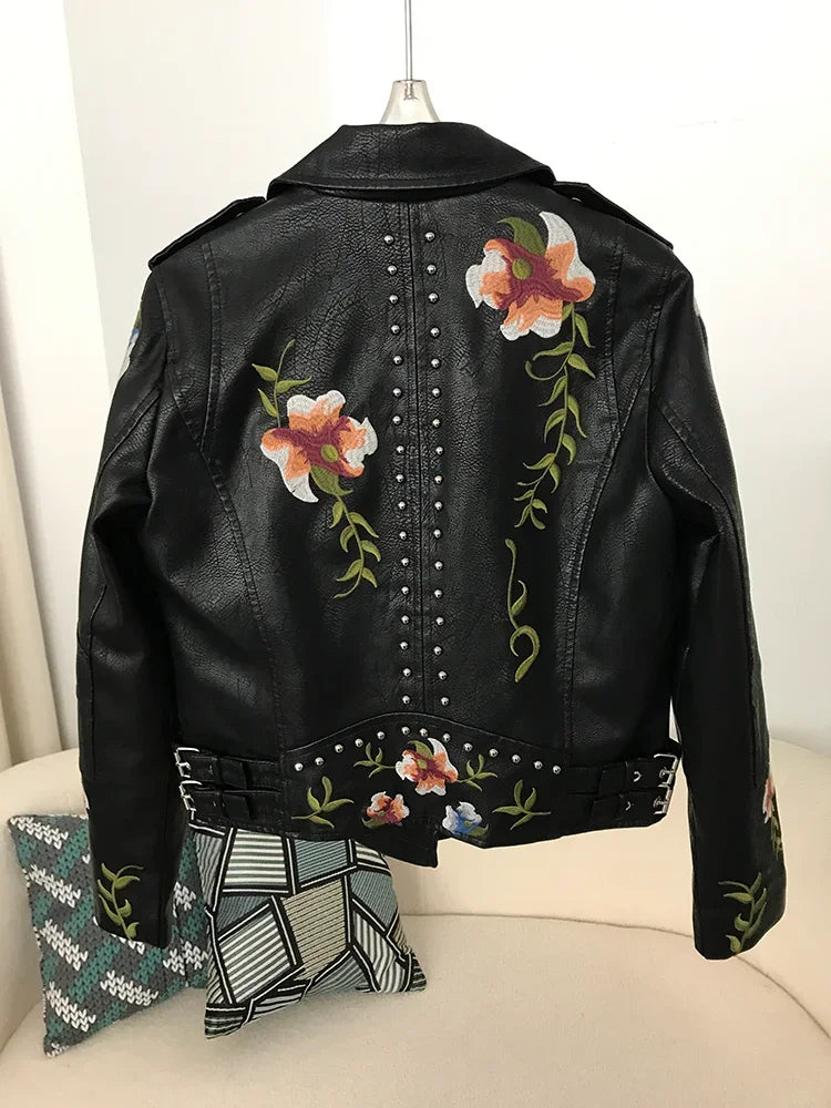 Damen Kunstleder Jacke Biker Streetwear Mode