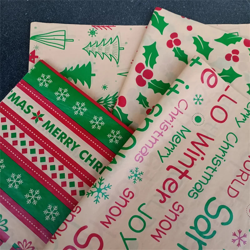 Kraft-Seidenpapier Weihnachtsmuster, mehrfarbig bedruckt