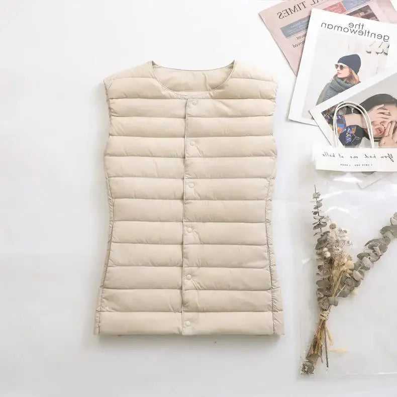 Women's fashionable duck down vest plain