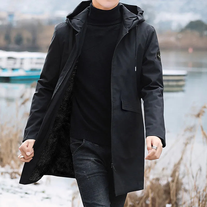 Herren Winter Fleece Parka Jacke mit Kapuze, Übergröße