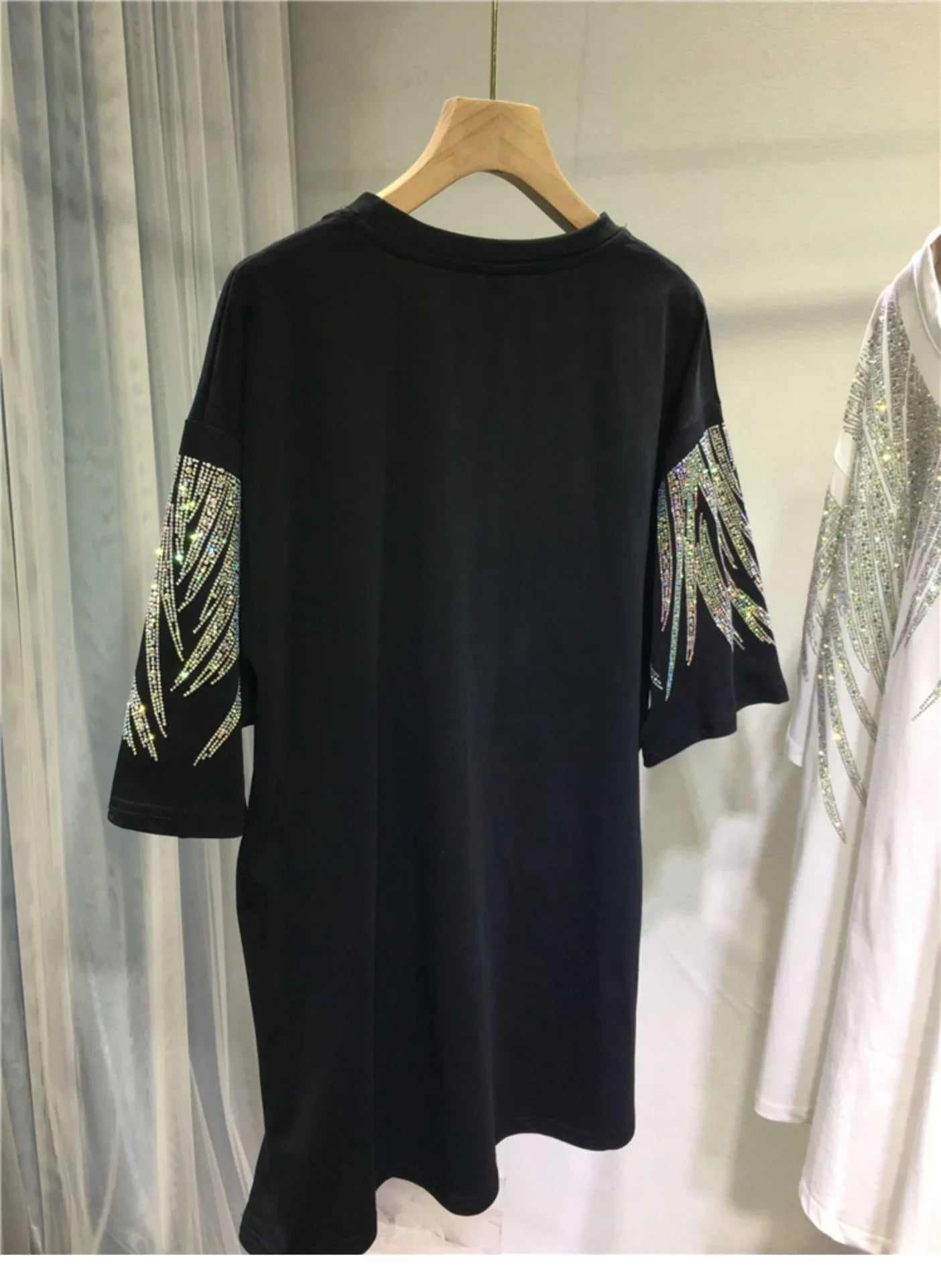 Damen Top T-Shirt mit Pailletten Print Tees, Übergröße